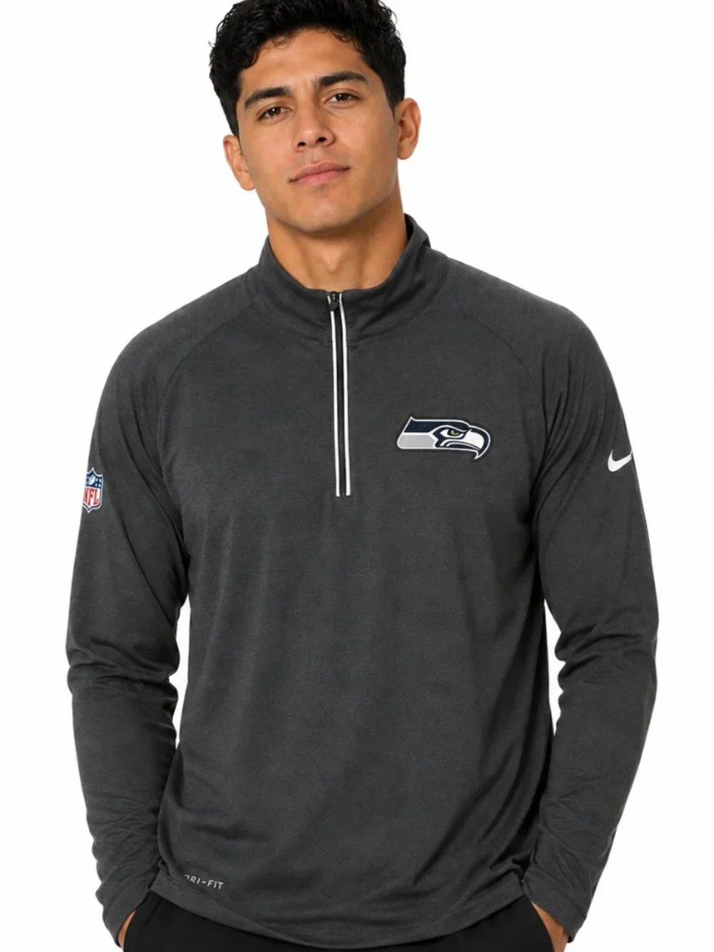 Nike Men’s XXL Seattle Seahawks Gray Dri-Fit Pullover Quarter Zip
